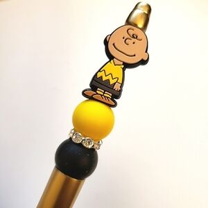 Handmade Charlie Brown Beaded Silicone Focal Bead Pen